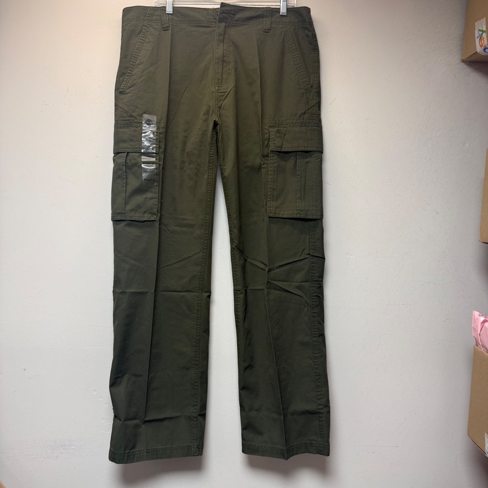 Timberland Cargo Pants Mens 35x32 Olive Green NEW Relaxed Fit Ripstop 4159J